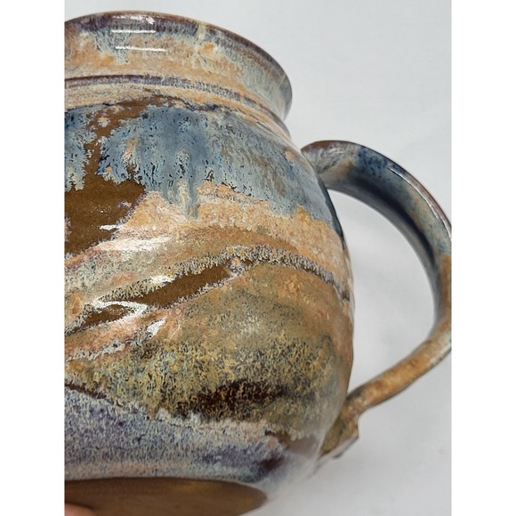Signed Art Pottery Blue & Brown glaze - Picture 10 of 11